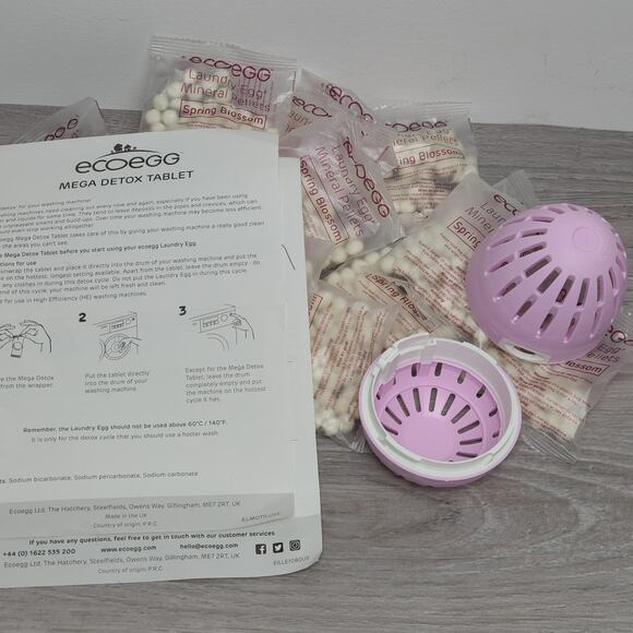 ECOEGG Laundry Egg & Spring Blossom Mineral Pellet 12 Refill Packs Bundle - Picture 3 of 3